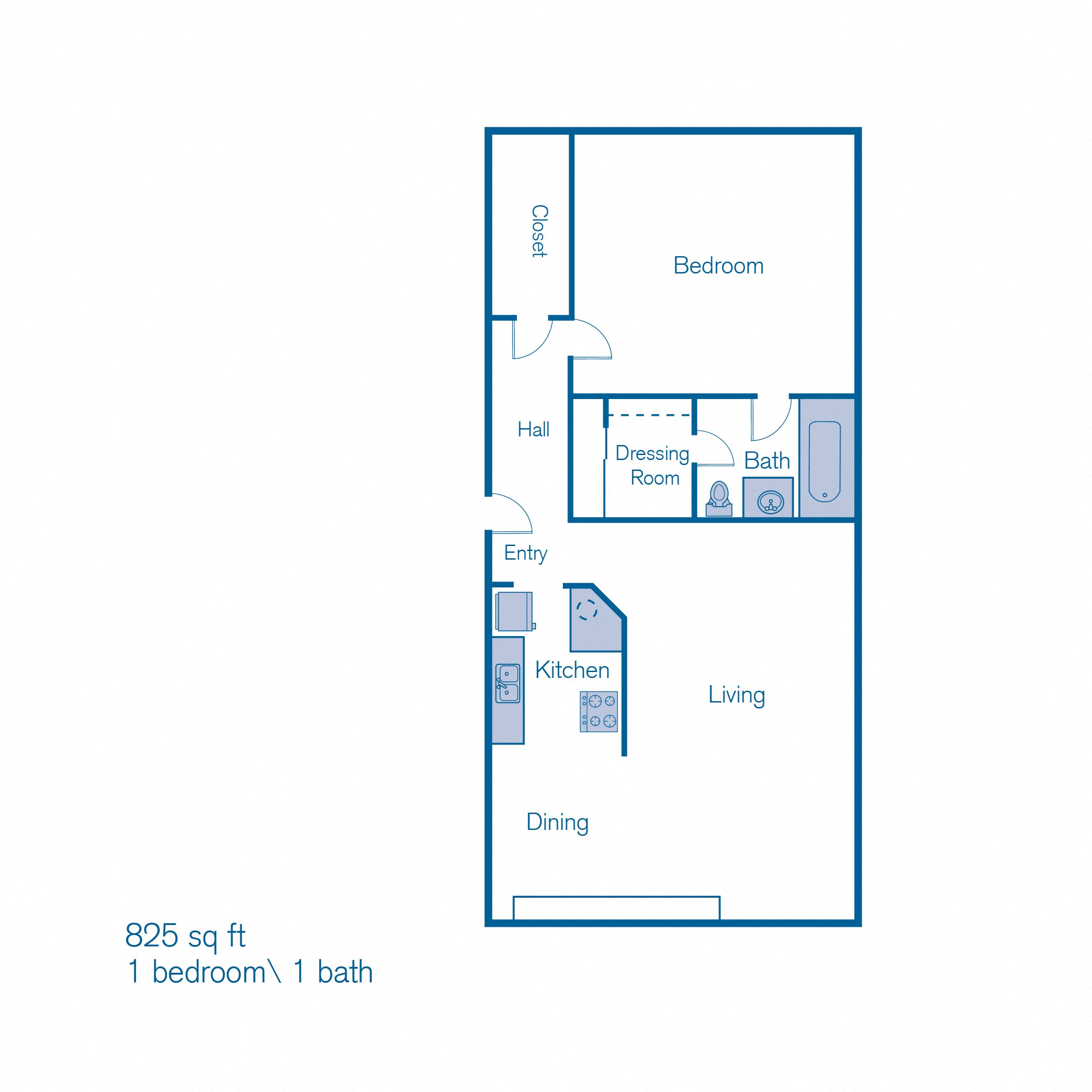 One Bedroom Floor Plan_Wilshire Royale One bedroom floor plan Wilshire Royale in Los Angeles, CA 90057